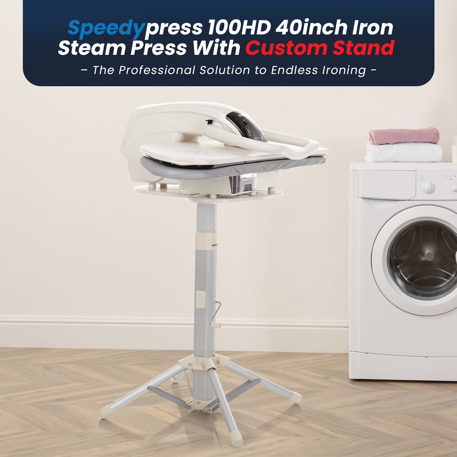 SpeedyPress 100HD 40 Inch Professional Steam Press For Clothes With Custom Stand